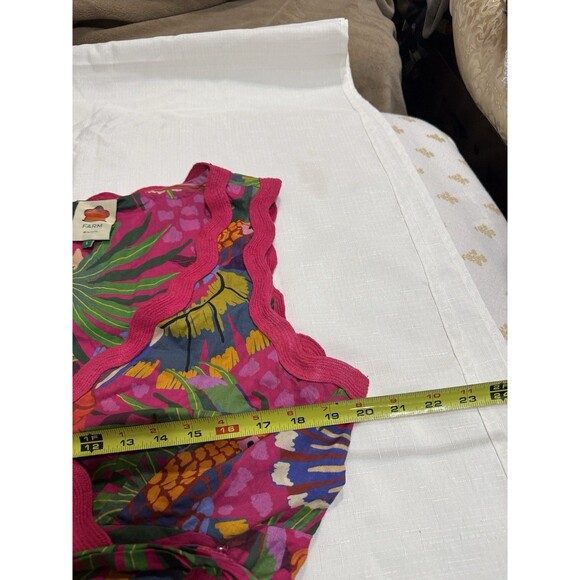 (T7) FARM RIO Wrap dress with painted toucan print. Long dress, tiered , size L - Picture 6 of 15